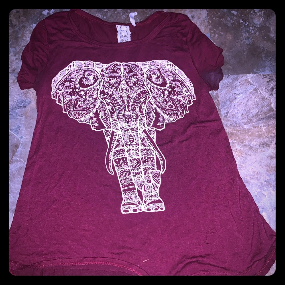 Maroon blouse with elephant